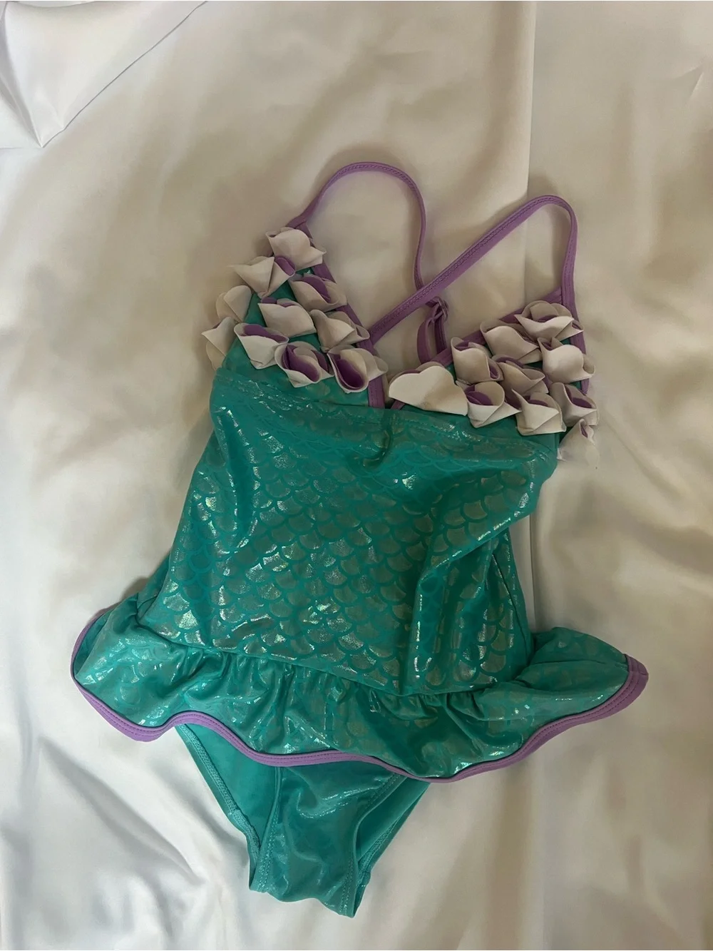 Floatimini Mermaid Swimsuit Girls Size 6 Aqua Purple Ruffle One Piece